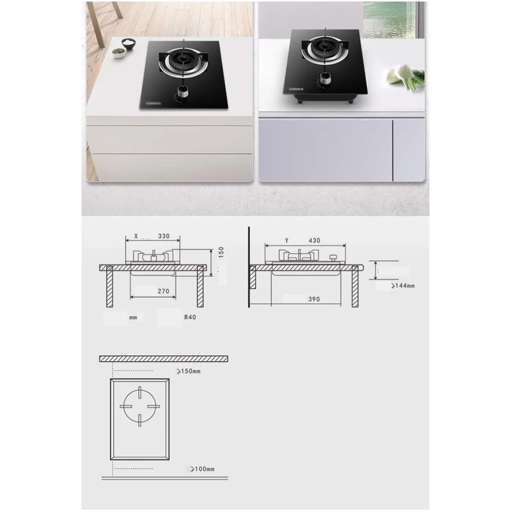 ガスコンロ 卓上バーナー ホブ ビルトイン 4.8KW、卓上/ビルトイン 家庭用キッチン シングルバーナーストーブ、お手入れ簡単、対応機種