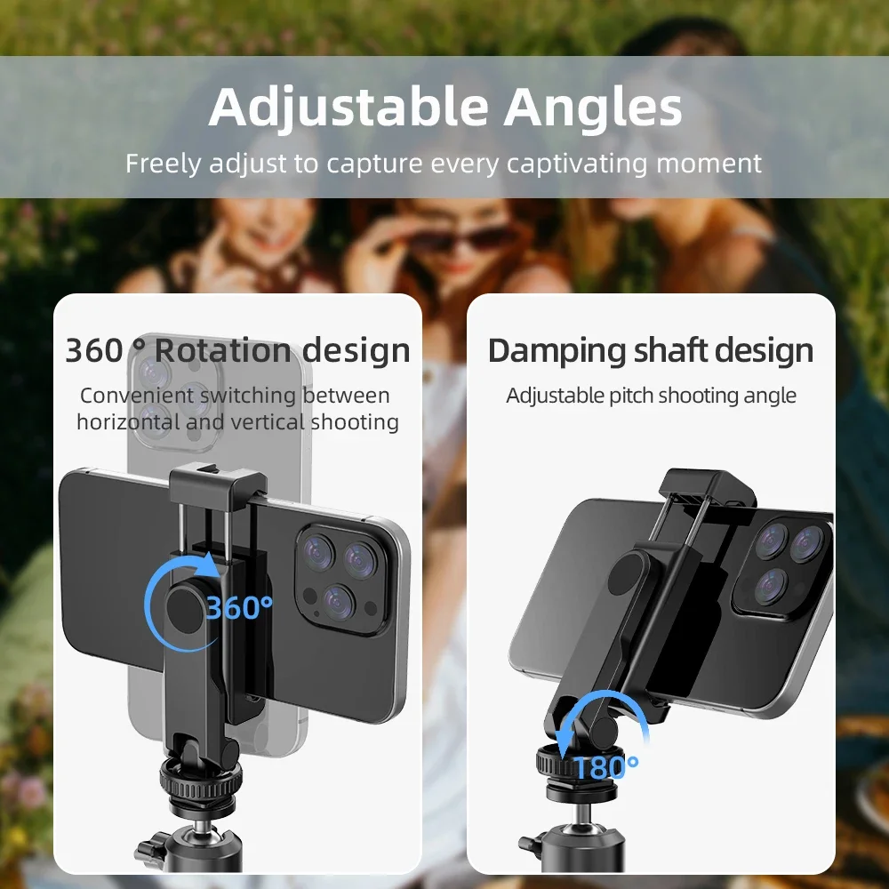 Flymile 360 Degrees Rotatable Phone Mount Stretchable Holder With Cold Shoe for Smartphone Multi-directional Selfie Video Live