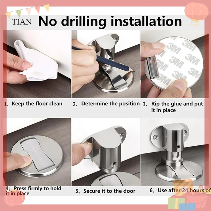 Household Alloy Invisible Suction No Punch Adjustable Strong Magnetic Suction Anti-collision Button Silent Door Suction Home