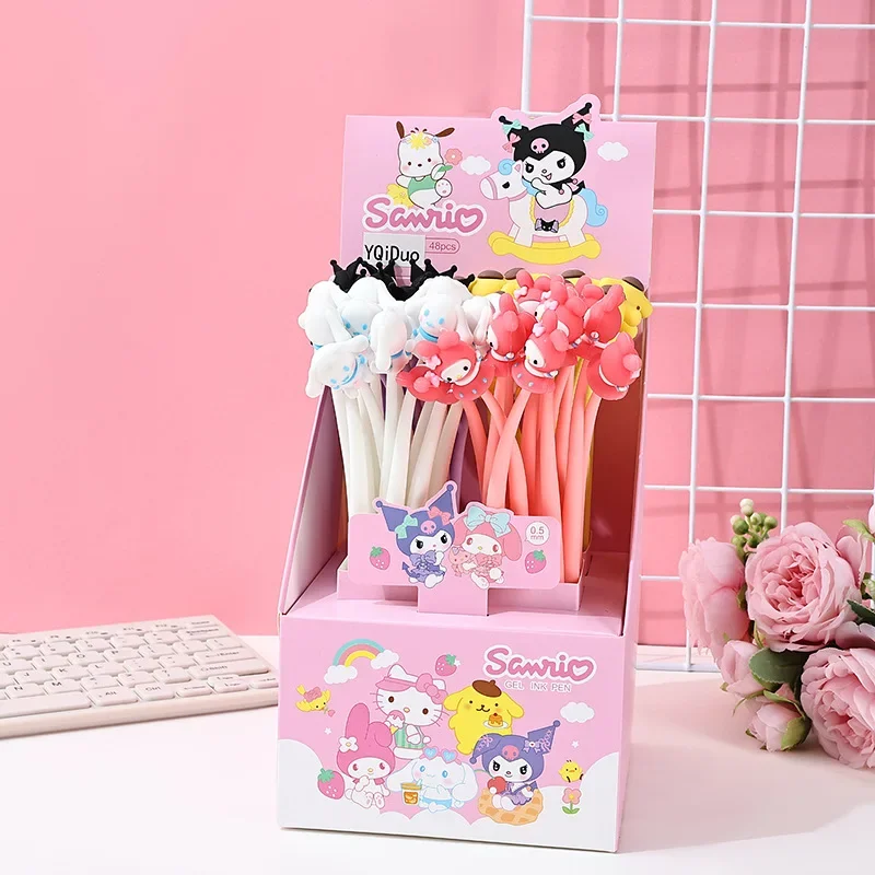 

Sanrio 48pcs Gel Pens Ins Cartoon Black Water-based Pen High-quality Signature Pens 0.5mm Exam Prize Stationery Store Supply