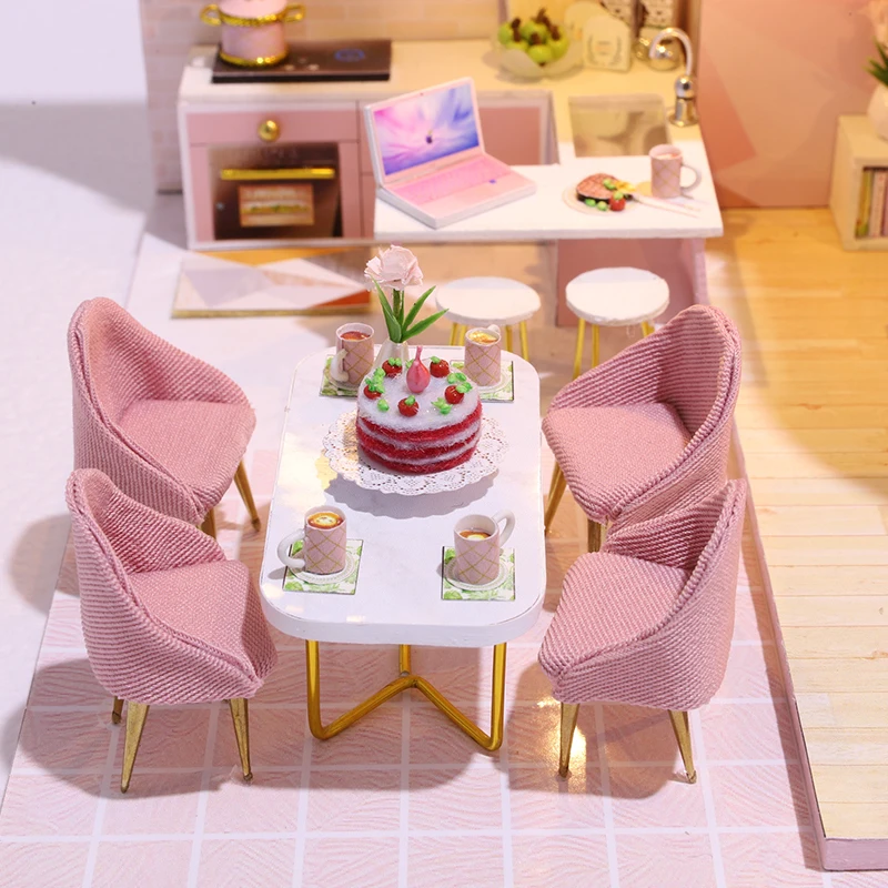 Mini casa de muñecas de madera, Kit de casa DIY hecho a mano, producción de apartamentos dúplex, rompecabezas 3D, ensamblaje, modelo de construcción, juguete, regalos para niños