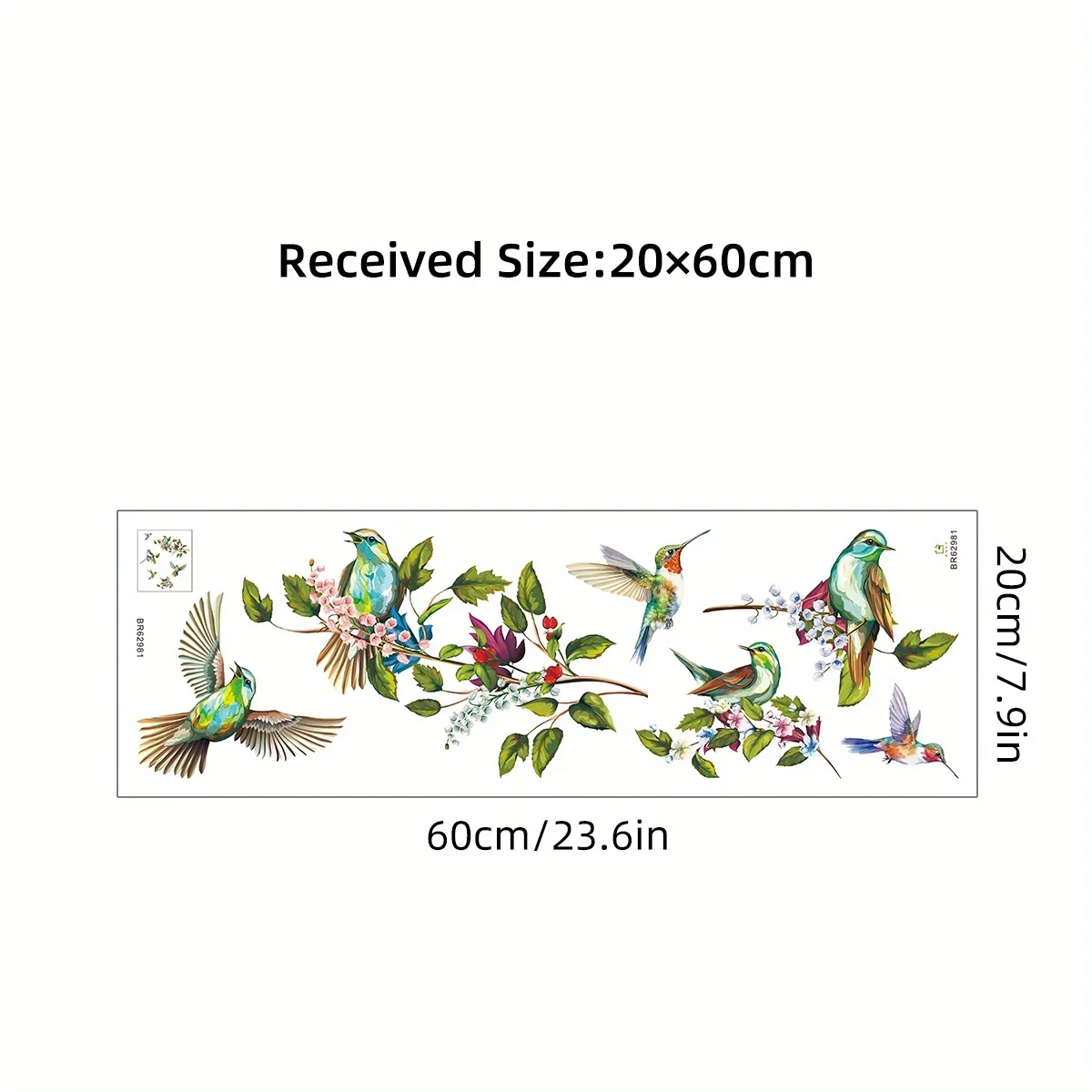 1Pc Watercolor Simulation Bird Branches Window Stickers Removable for Bedroom Living Room Decor Foyer Home Decoration Wall Decal view 5
