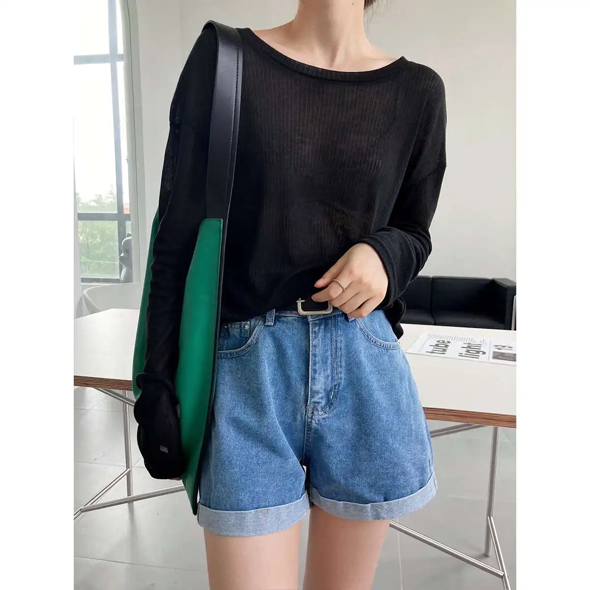 

Luxi Ruanru Longsved женская летняя солнцезащитная футболка повседневная круглая Ne Long Sve полиэфирное волокно чистый цвет неисправностей