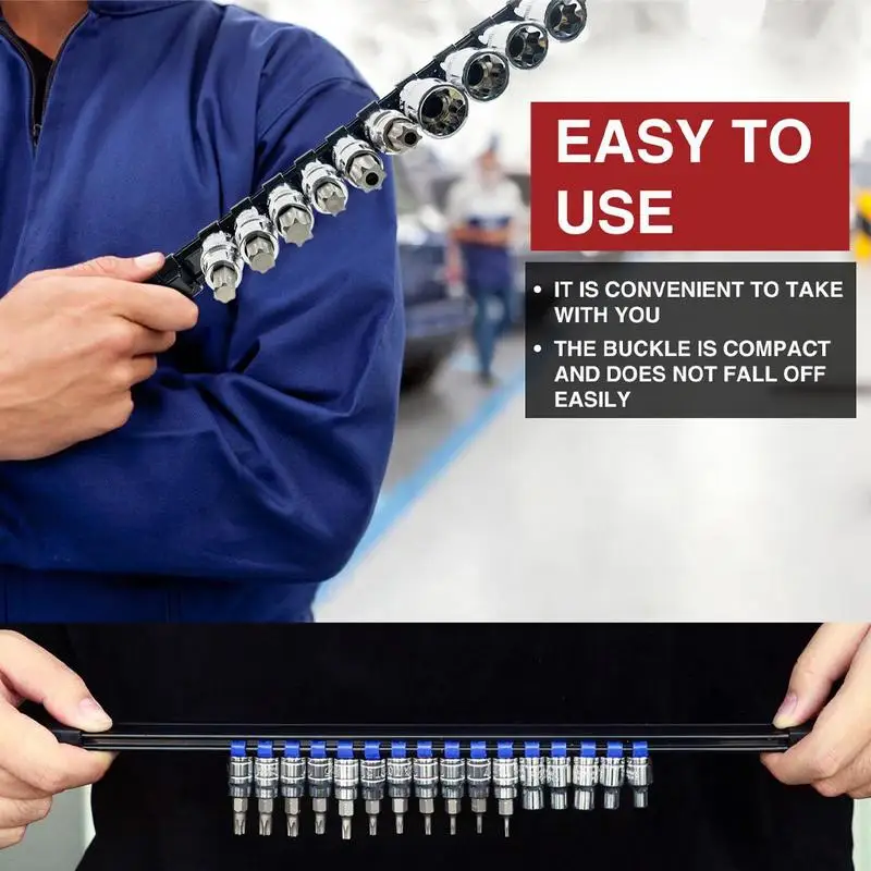 1pc 360° Swivel Socket Organizer 1/4 3/8 1/2 Premium Quality Socket Clip Rail Holder Sliding Stand Sleeve Rack Tools
