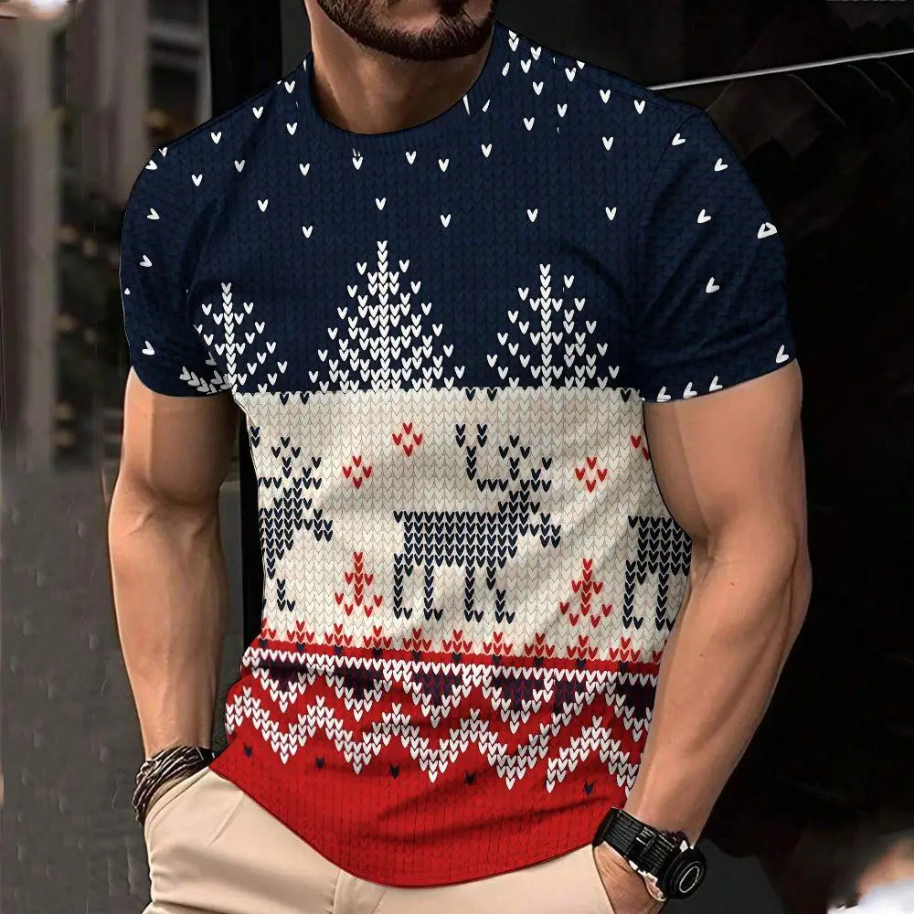 

Novelty Reindeer 3D Print T-shirt Christmas Harajuku Style Holiday T Shirts Unisex Daily Casual Quick-drying Short Sleeve Tops