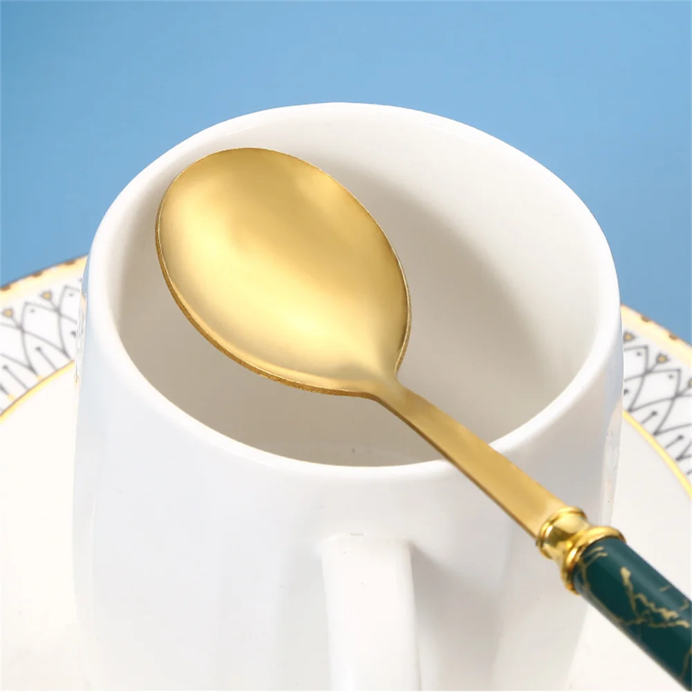 Dessert Scoop Imitation Ceramic Stainless Steel European-style Creative Wholesale Tableware Dessert Spoon Eco-friendly Spoon