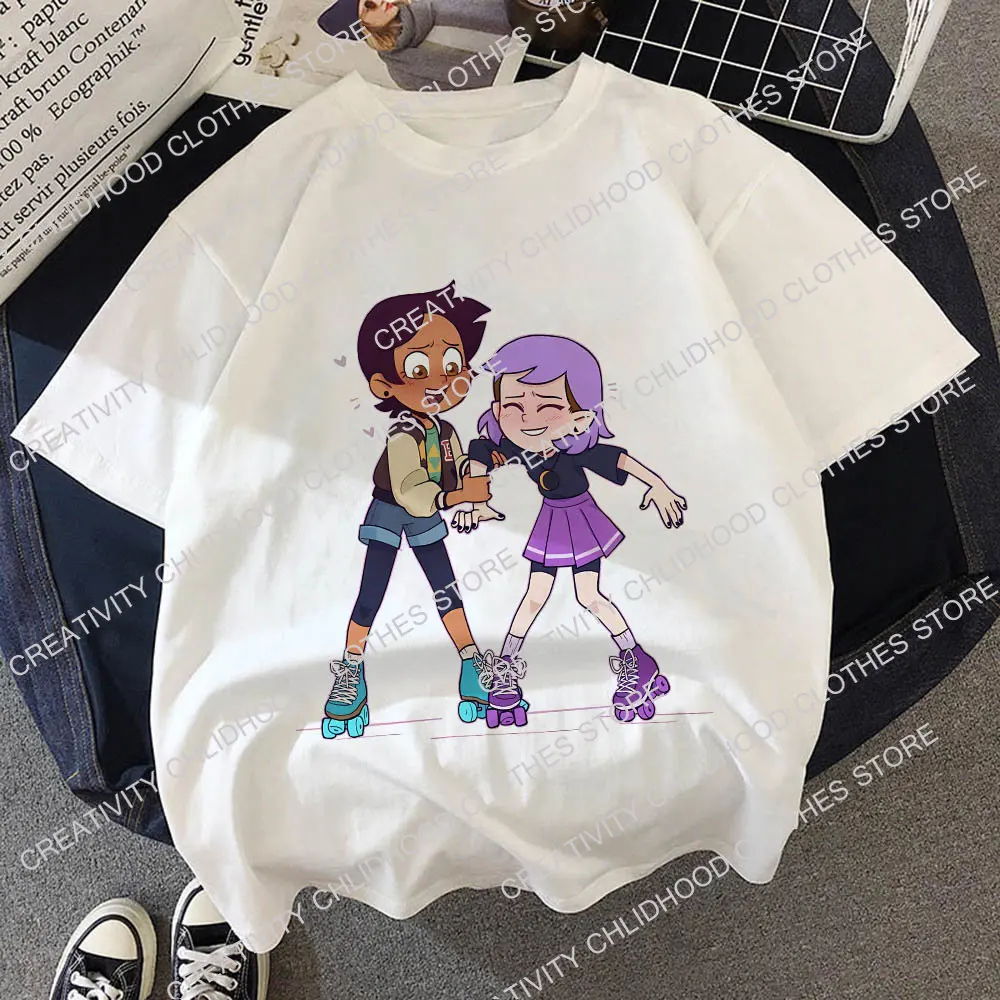 Camiseta Kawaii de la casa del búho para niños, ropa informal de dibujos animados de Anime, camisetas de manga corta para niños, Tops de moda para