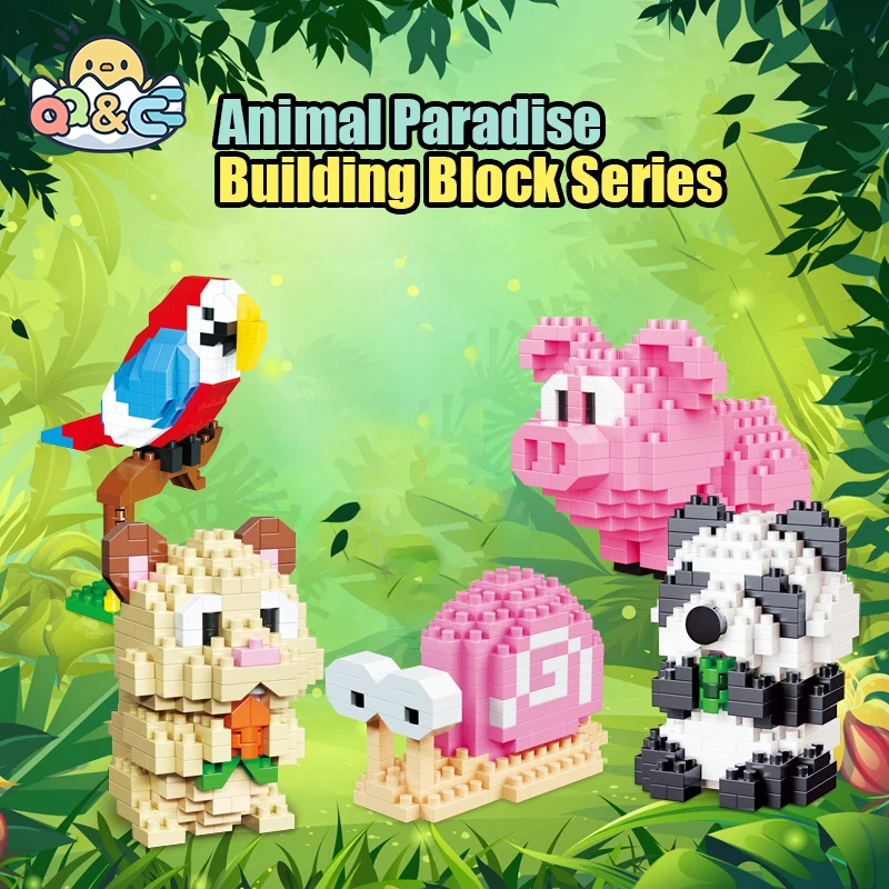 Mini Building Block Cute Panda Snail Pig Hamster Parrot Animals Kids Series Small Pieces of Blocks Toys for Children Gift Decor