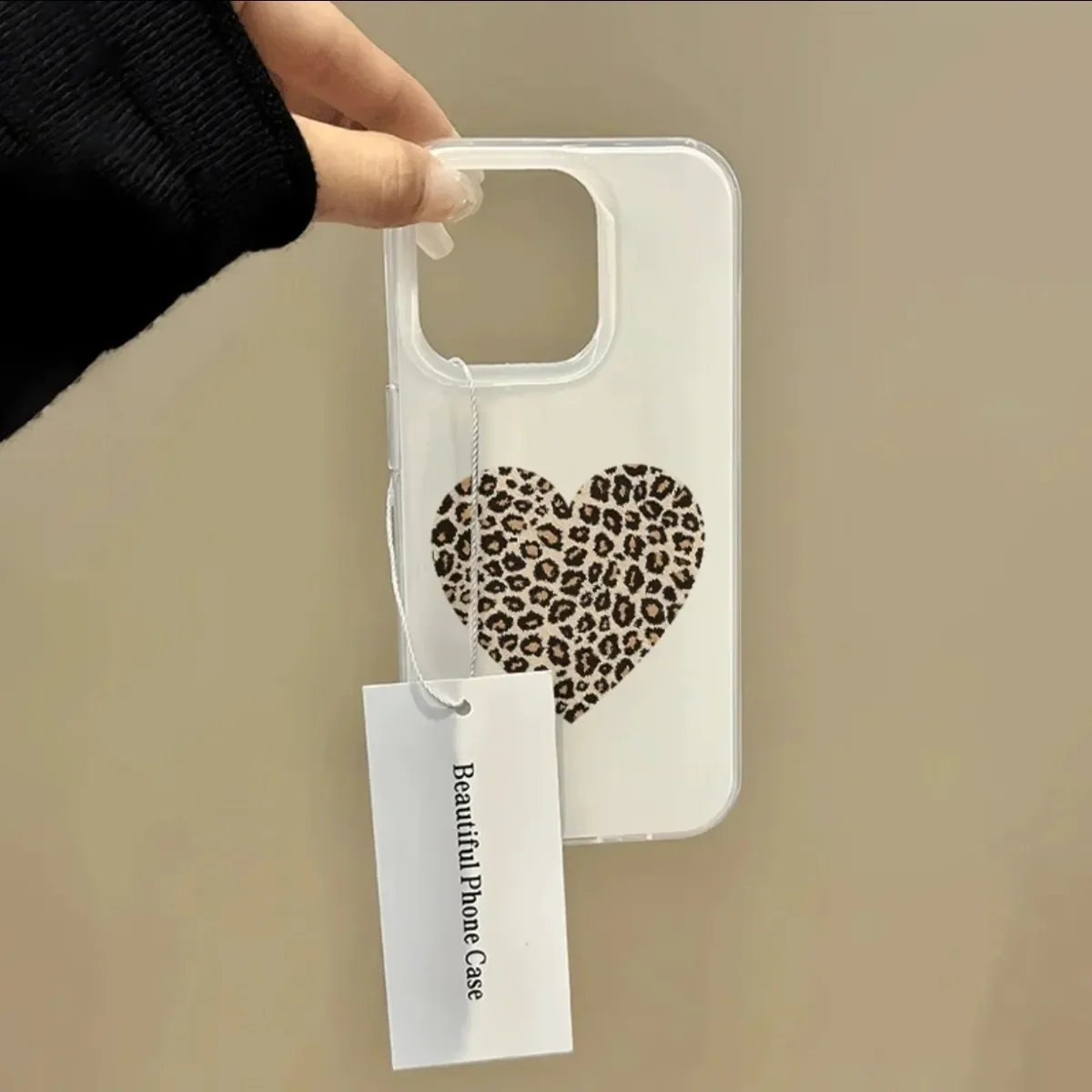 Advanced Leopard Print Love Creative Cute Luxury Phone Case For iPhone 17 AIR 16 15 14 13 12 11 Pro Max Y2K Clear Black Cover