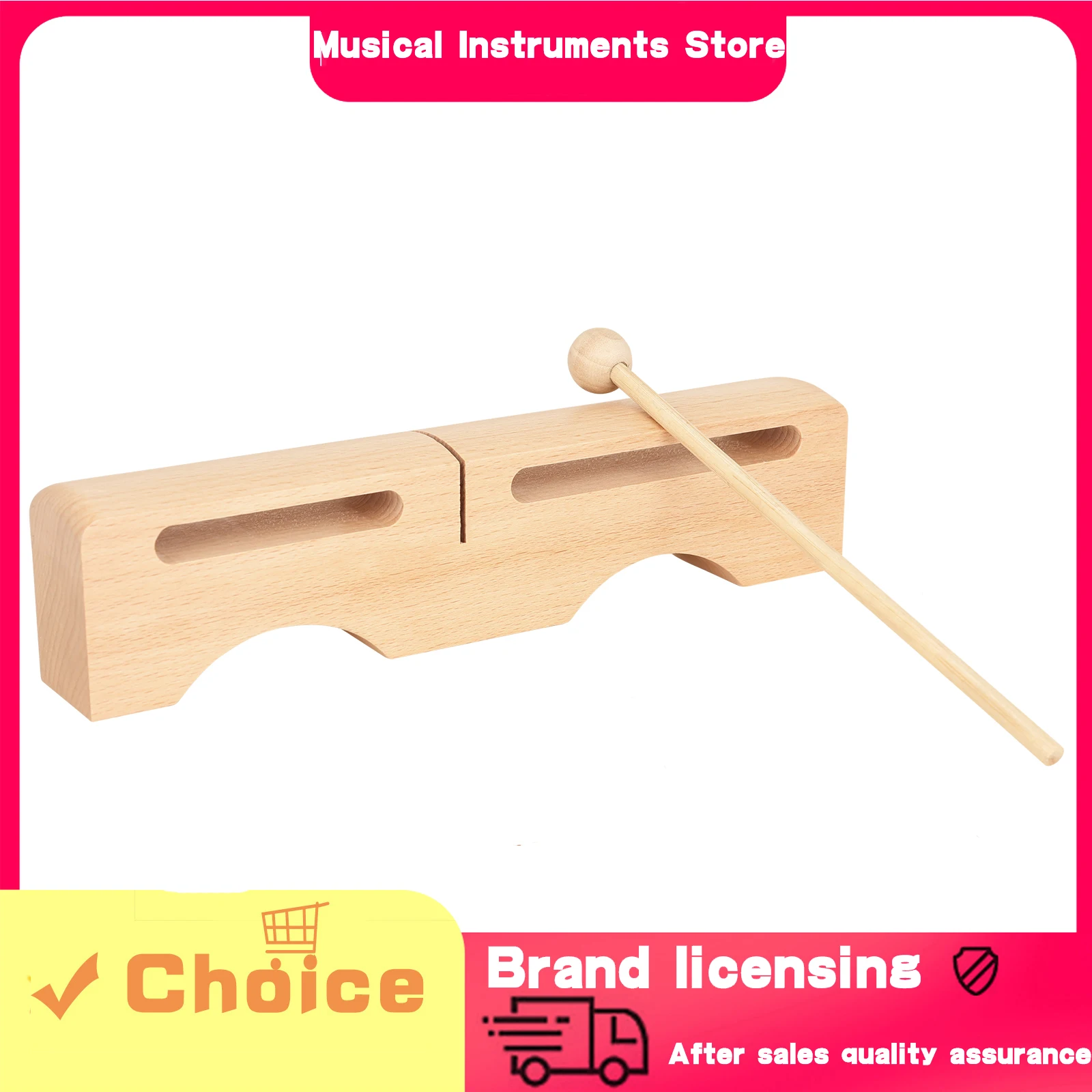 Double Tone Wood Block Log Material High‑Low Pitch Orff Percussion With Beater Children Music Teaching Instrument Durable