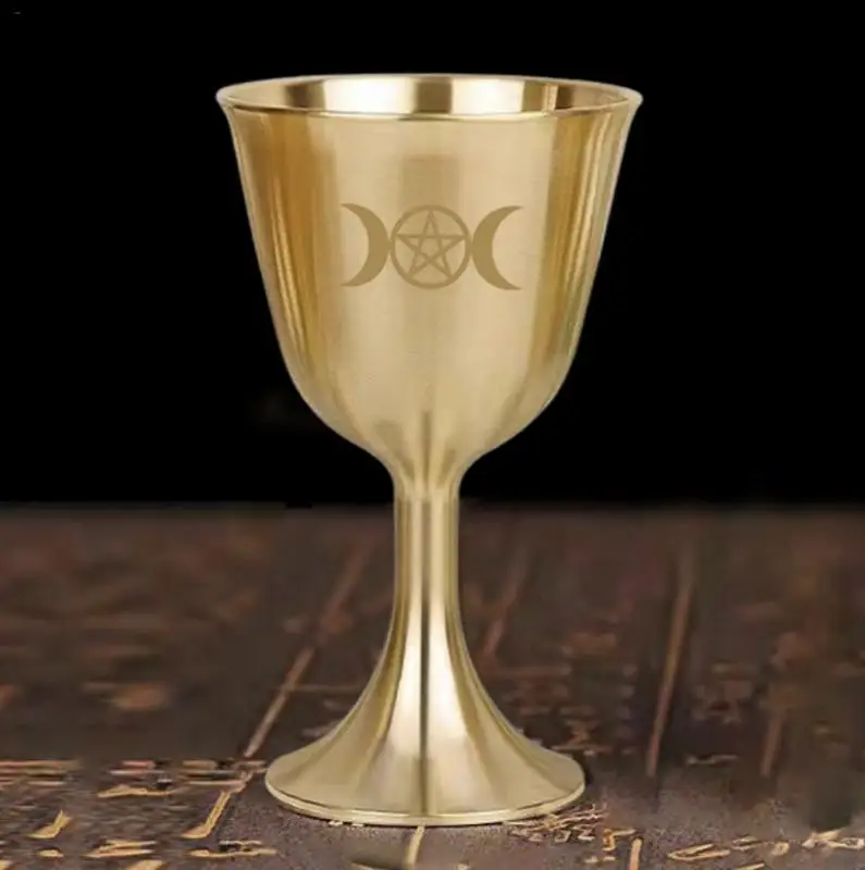 Altar Chalice Solid Brass Vintage Golden Chalice Cup Brass Vintage Golden Chalice Solid Brass Chalice Cup Decorative Goblet Cup