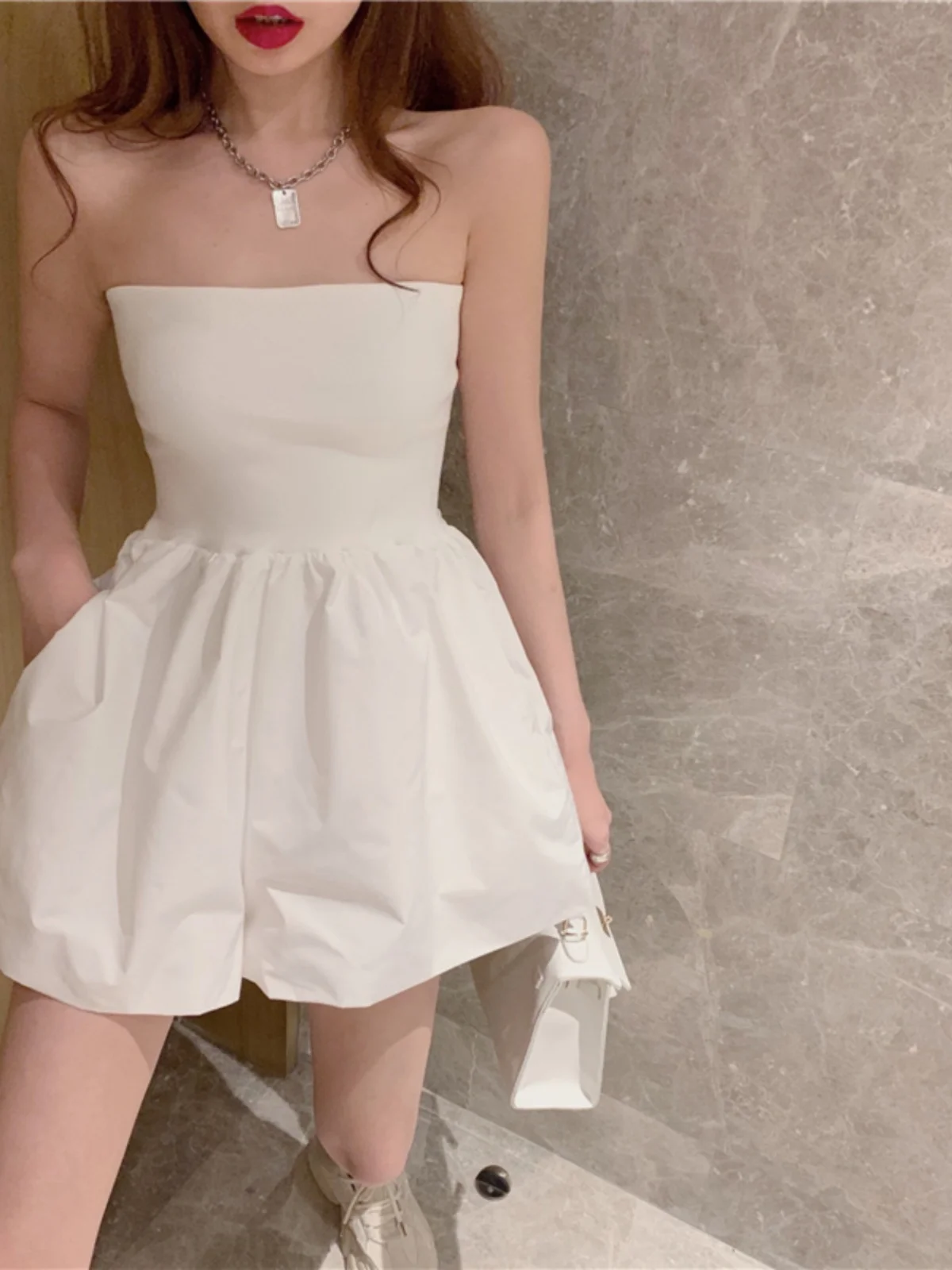 

Sexy Korean Sle Bandeau Swimsuit Women's New Spring Summer Design Sensual High Waist A-Line Dr Pants Trendy