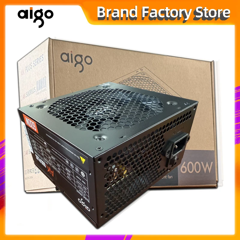 

Aigo AK 600W PC PSU Power Supply Unit Black Gaming Quiet 120mm RGB Fan 24pin 12V ATX Desktop Computer Power Supply for BTC