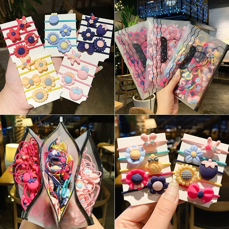 20Pcs Girls Colorful Small Elastic Hair Bands Children Ponytail Holder Not Hurt Scrunchie Headband Kids Hair Accessories