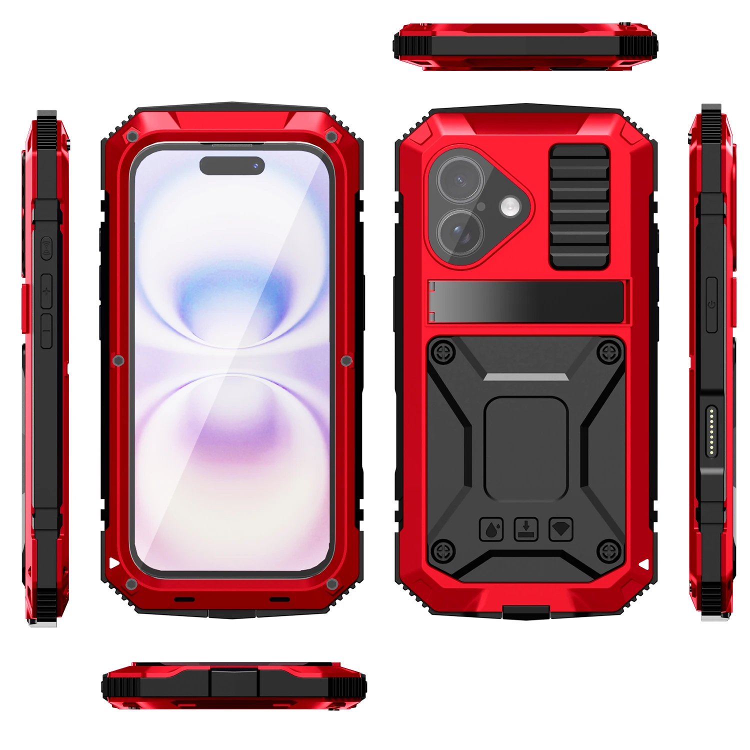 

Case For iPhone17 Pro i17 17 Air iPhone 17 Pro Max Shockproof Glass Screen Aluminum Alloy Metal Screw Bumper Heavy Duty Cover