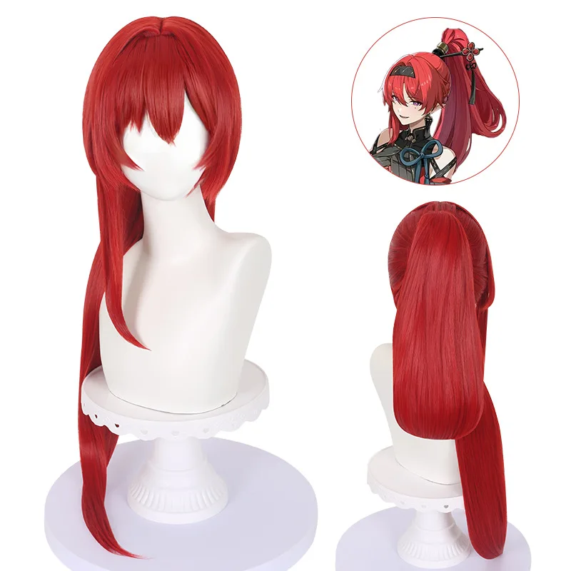 Парик для косплея Ming Chao Yin Lin, версия красной кожи головы с удлиненным хвостиком