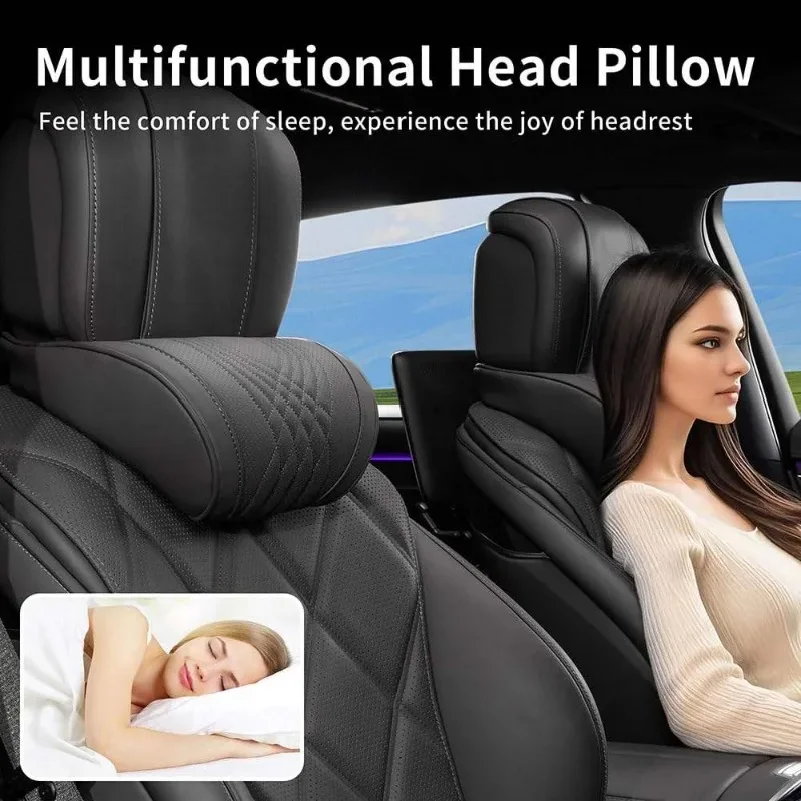 

Car SUV Sedan Leather Seat Soft and Comfortable Headrest Pillow for Travel Car Headrest Memory Foam Driving Neck Pillow