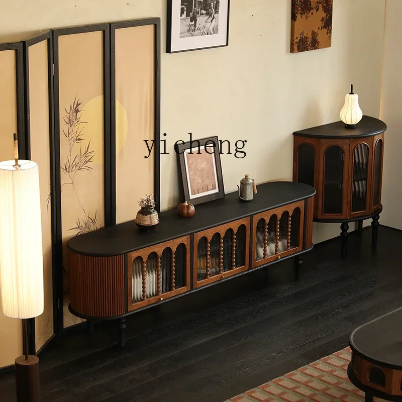 gz-3  French retro solid wood TV cabinet American storage cabinet living room floor cabinet small apartment locker