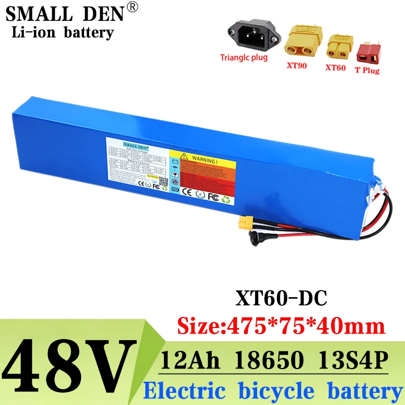 

48V Electric equipment Battery 48v 12Ah 18650 Lithium Ion Battery Pack 13S4P 54.6V 350W 500W 750W rechargeable battery With BMS