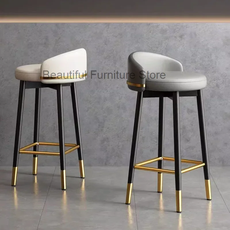 

Dressing Backrest Bar Stools Aesthetic Kitchen Dining Counter Bar Stools Chairs Reception Taburetes Altos Cocina Home Furniture