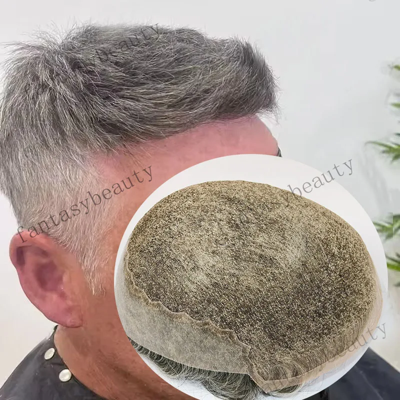 

Grey 1B50 1B80 Invisible Q6 Comfort Durable Men Wig 100%Human Hair Cheap Old Man Toupee Top Quality Breathable Lace Bleach Knots