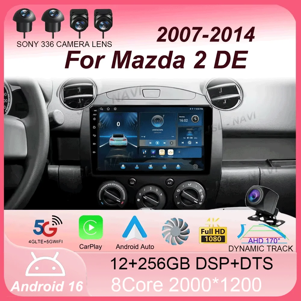 For MAZDA 2 Mazda2 2007 2008 2009 2010 2011 2012 2013 2014 Car Android 16 Radio Multimedia Player GPS Navi 2din 2 din Autoradio