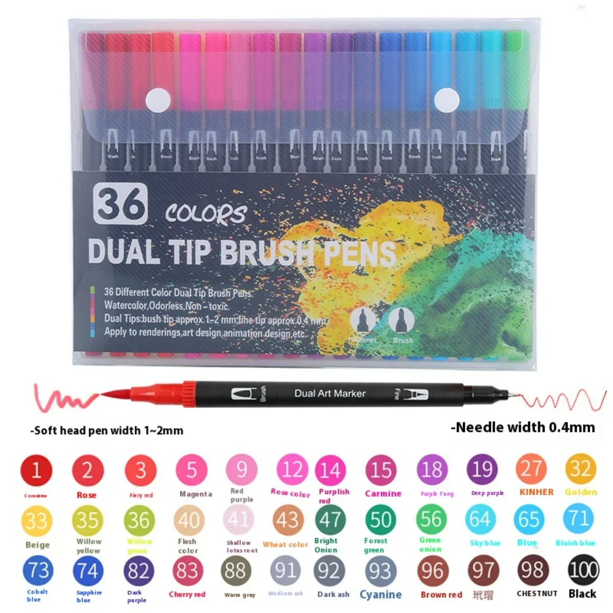 12-60 Colored Markers Pen,Watercolor Dual Tip Soft Brush for Card,Drawing Graffiti Pen Set,Diary,Writing Art Stationary Supplies