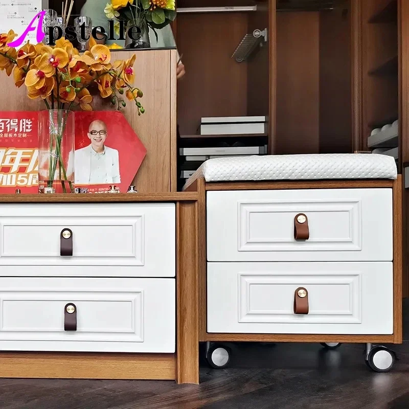 Ngăn Kéo Kéo Thiết Bị Tủ Bếp Đen Hiện Đại Cửa Núm Da Mềm Đầm Tay Cầm