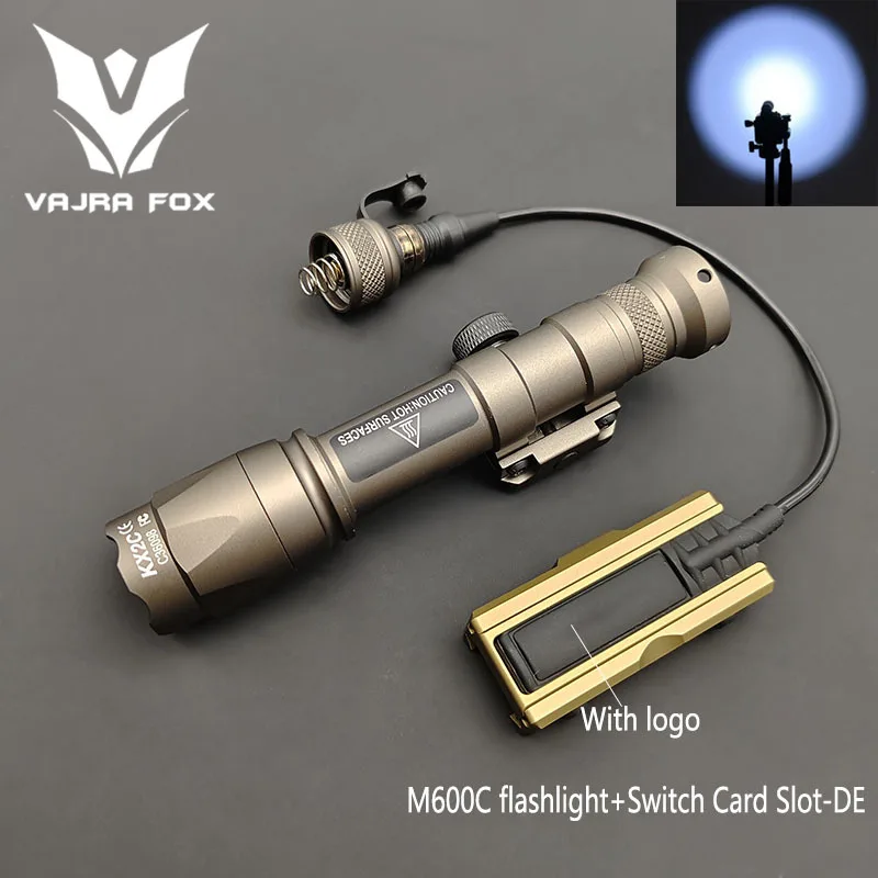 Airsoft Tactical M600C M300C Flashlight M600 M300 Scout Light Hunting Weapon light With 20MM Pocket Panel Slot+Cable Clip 2PCS