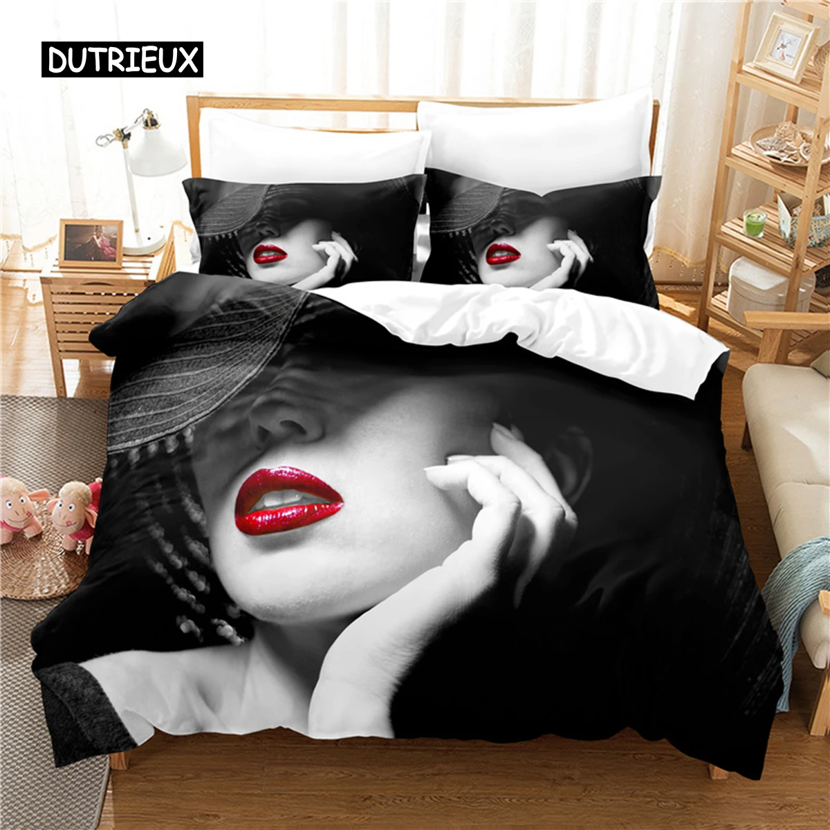 

Red Lipped Beauty Bedding Set Duvet Cover Set 3d Bedding Digital Printing Bed Linen Queen Size Bedding Set Fashion Design