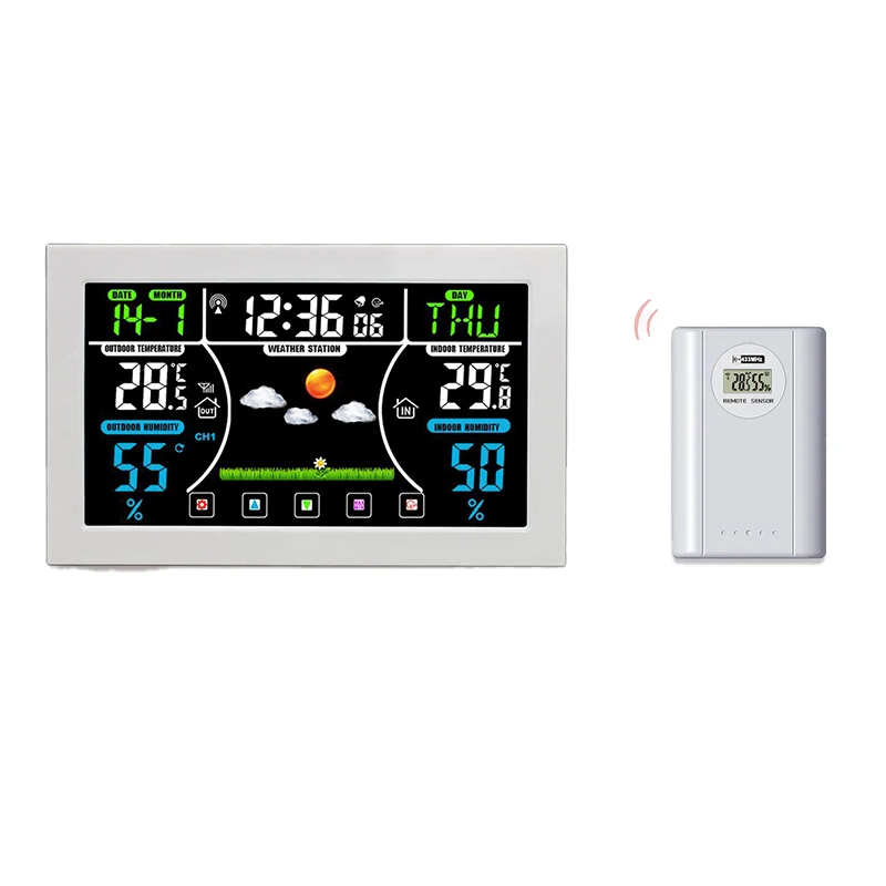 Indoor Weather Clock Wireless Weather Station With HD Display: Accurate IndoorOutdoor Temperature Smart Home Electronics