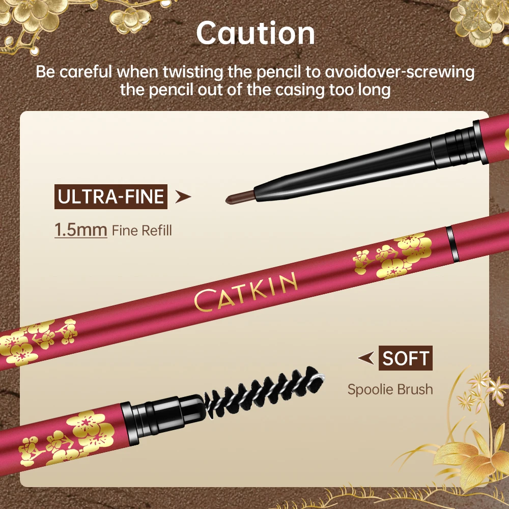 CATKIN Jade Lápiz de cejas, impermeable, resistente al sudor, a prueba de manchas y de larga duración, ultrafino, apto para principiantes