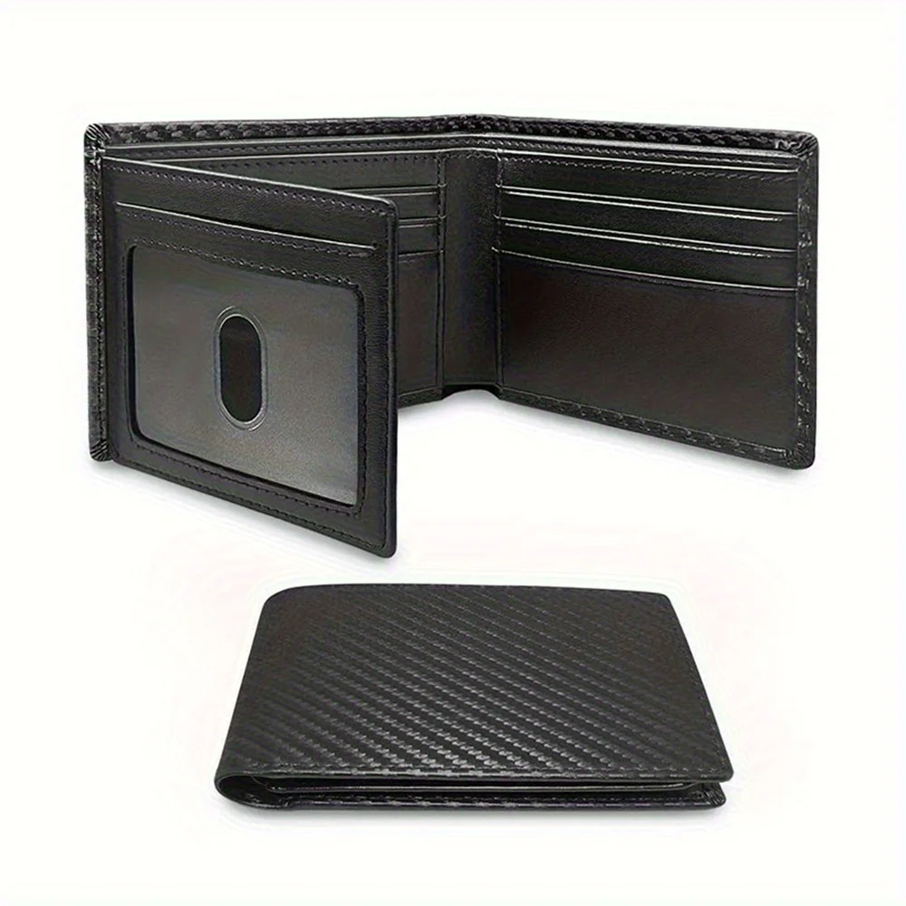 Rfid Brieftasche Männer Carbon Faser Schlank Trifold Kreditkarte Halter Geld Taschen Große Kapazität Id Karteninhaber Mans Brieftasche Cartera Hombre – Detail 1