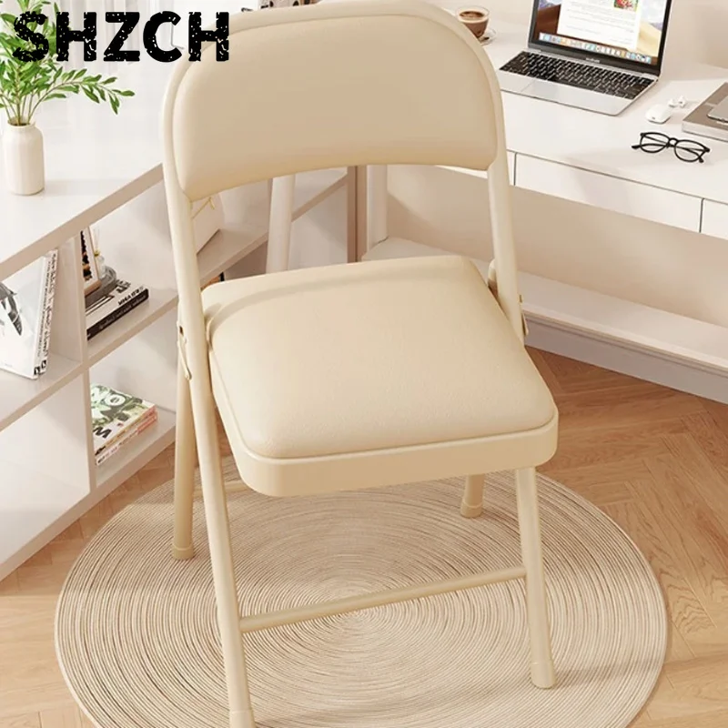 Household Simple Metal Folding Armchair, Portable Student Dorm Chair for Exhibition Event News Conference Use
