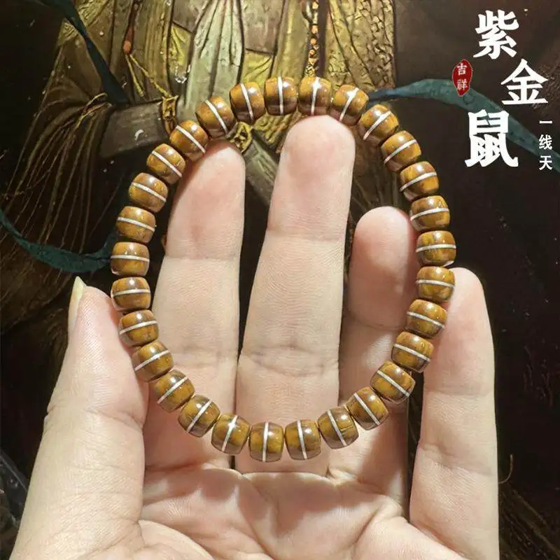 

Purple Gold Rat Inlaid Hamburger Beads Old Straight-Cut Worry-Free Bodhi Bracelet (Unisex Gift)
