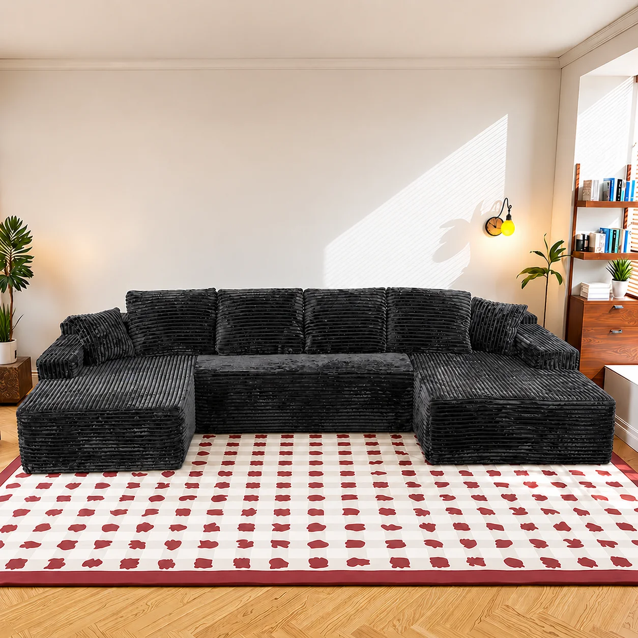 ModernModular combination compression sofa set, oversized double bench corduroy can be customized, boneless sofa boxed packaging