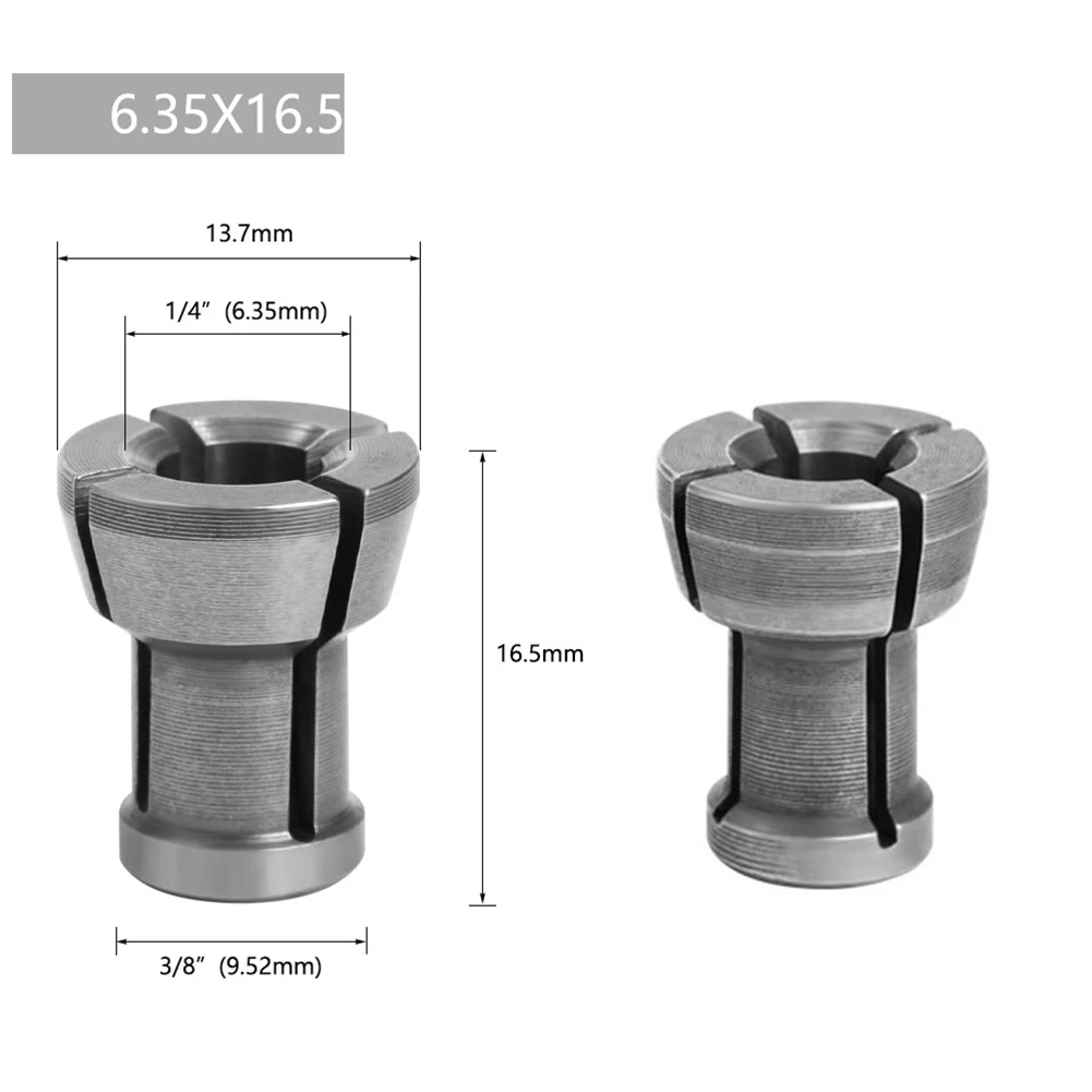 2PCS Carbon Steel Collet Chuck Adapter For Engraving Trimming Machine Wood Route Bit Collets 6/6.35/8/9.5/10mm