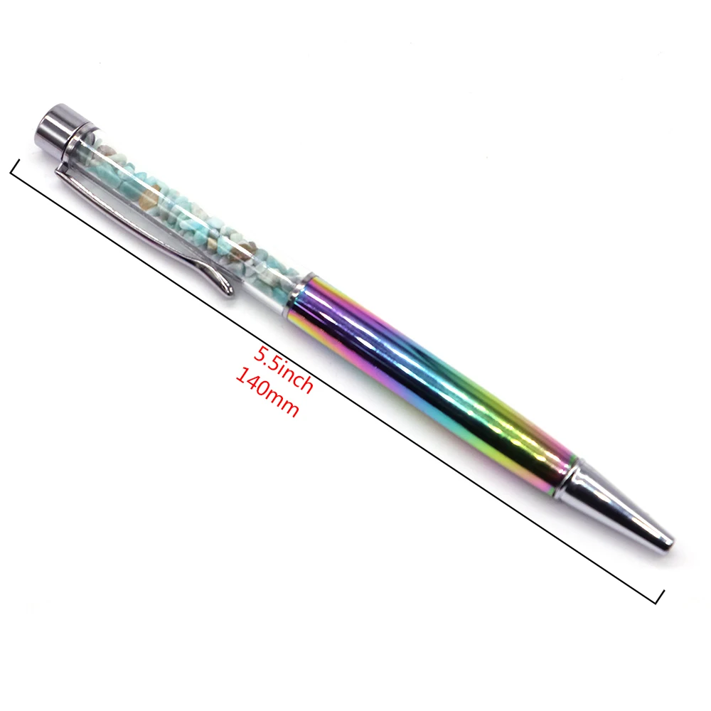 Creative Novelty Crystal Ballpoint Pen Metal Stylus Touch Pen Office School Supplies Stationery Natural Stones Birthday Gifts