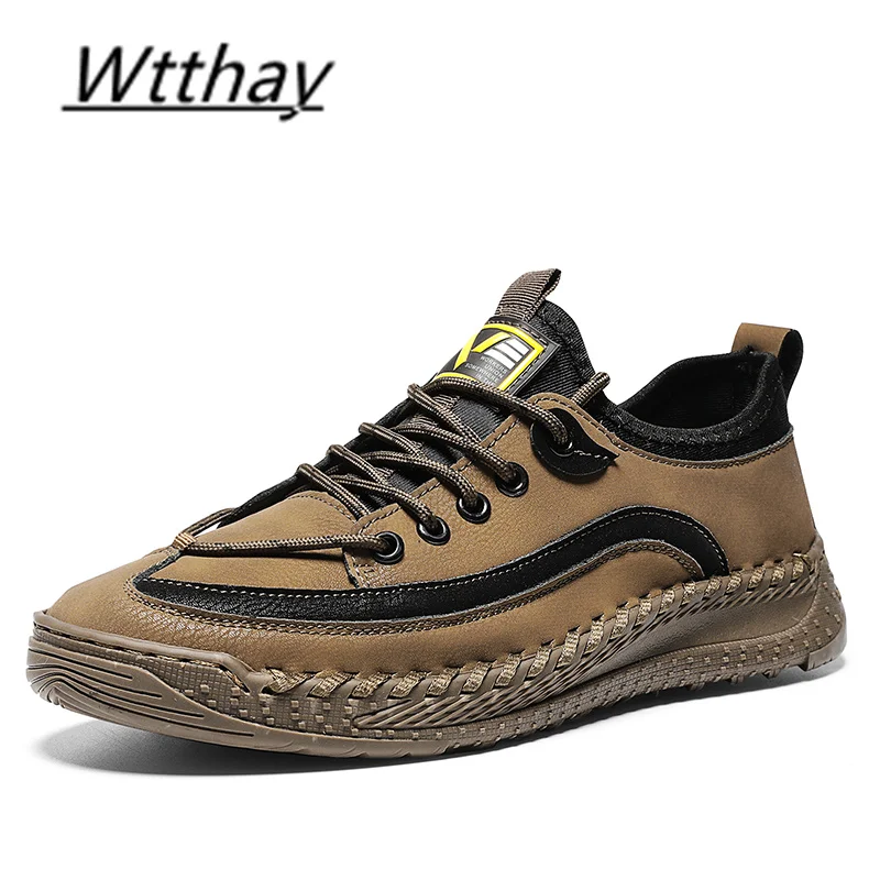 

Brand Men's Casual Shoes Leather Breathable Men Soft Flats Moccasins Outdoor Sneakers Lace Up Men's Driving Male Loafers Shoes