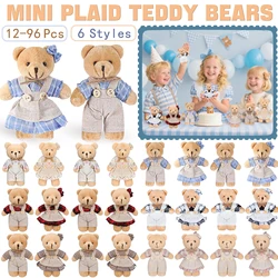 12-48Pcs Mini Bear Stuffed Animals Plush Bears Mini Couple Bear with Burlap Clothes Little Bear Toys for Birthday Wedding Decora
