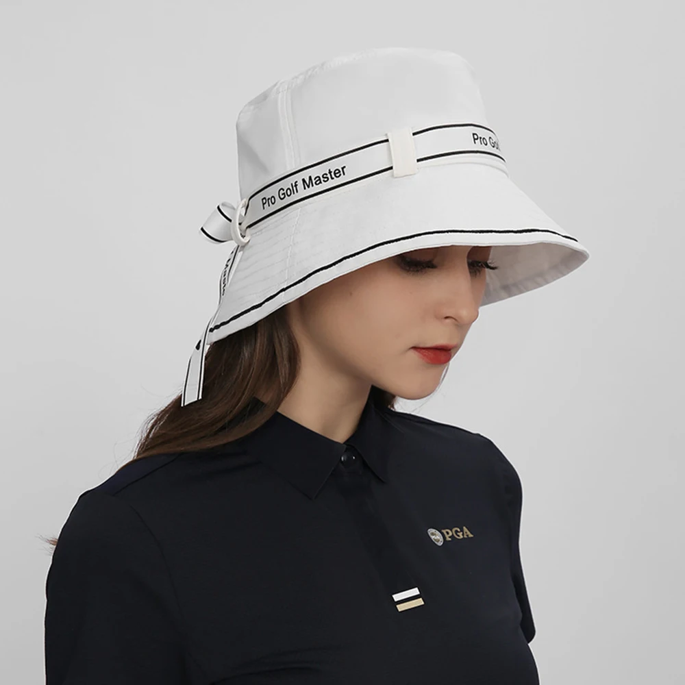 PGM Golf Hat with Bow Tie Strap for Women, Sports Cap, Sun-Shading, Sunscreen, Inner Sweat-Absorbing Band Design, MZ056