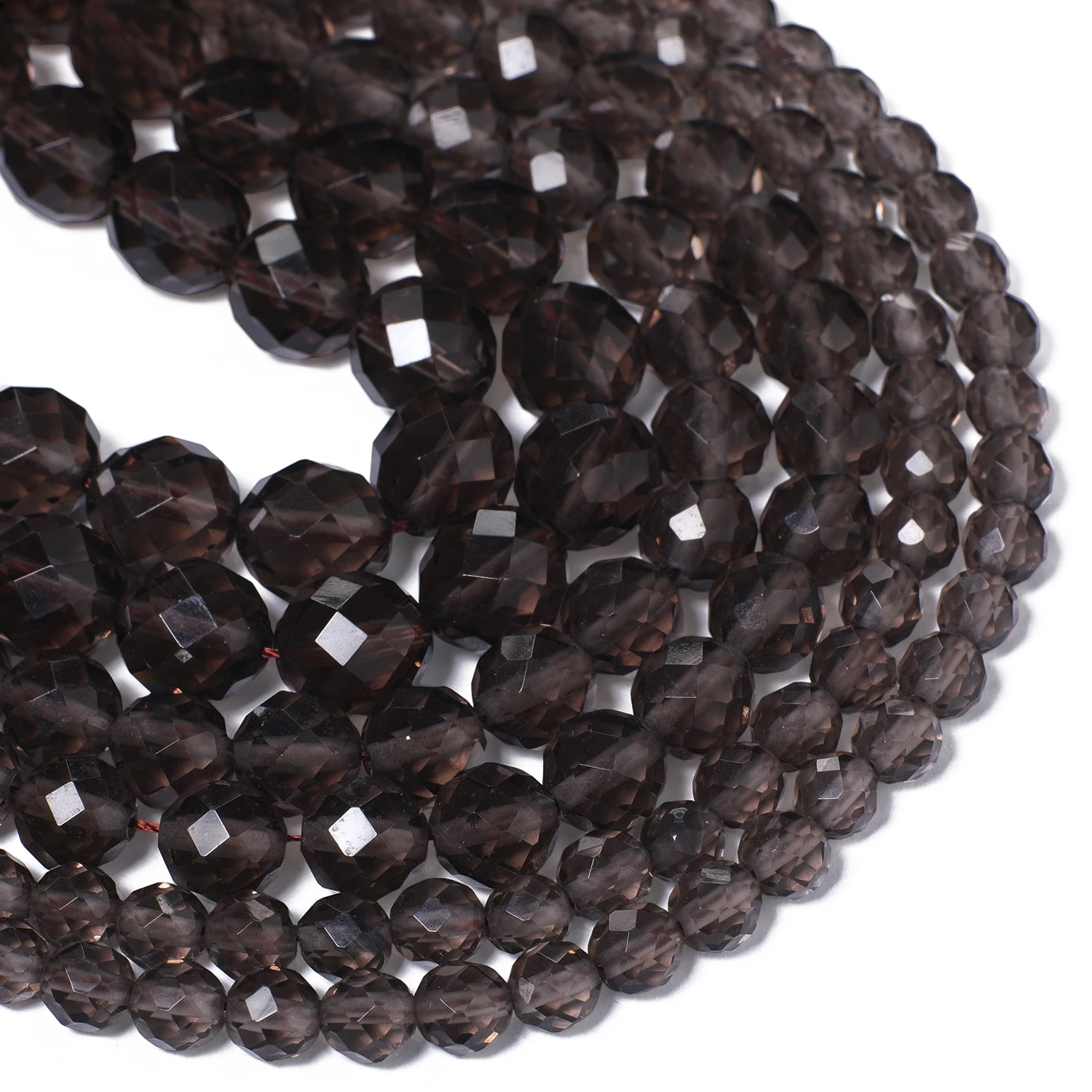 Neue facettierte Steinperlen, natürlicher Rauchquarz, runde lose Perlen für die Schmuckherstellung, DIY-Armband, Halskette, Zubehör, 7,5 Zoll