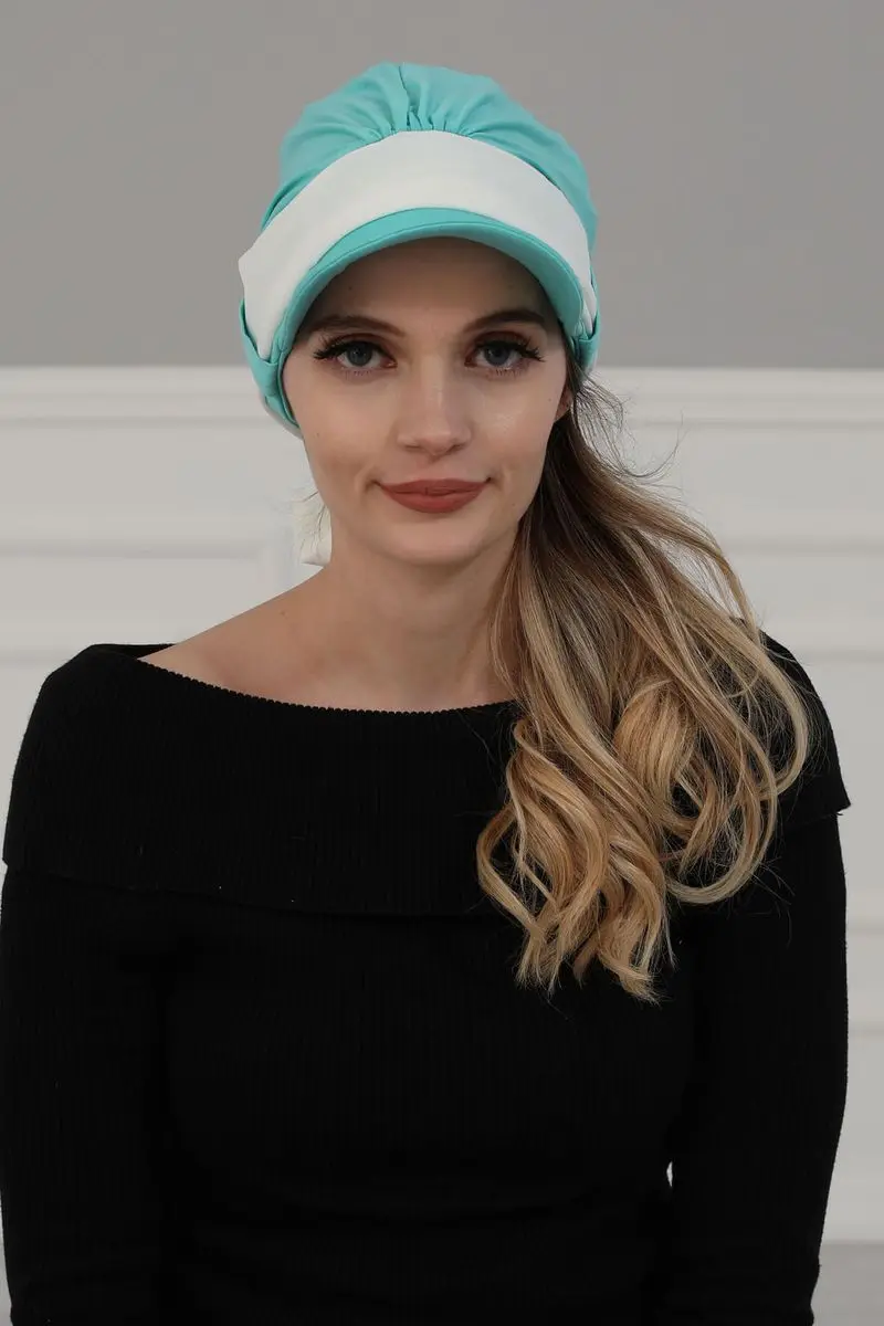 Chiffon cinto chapéu osso turquesa