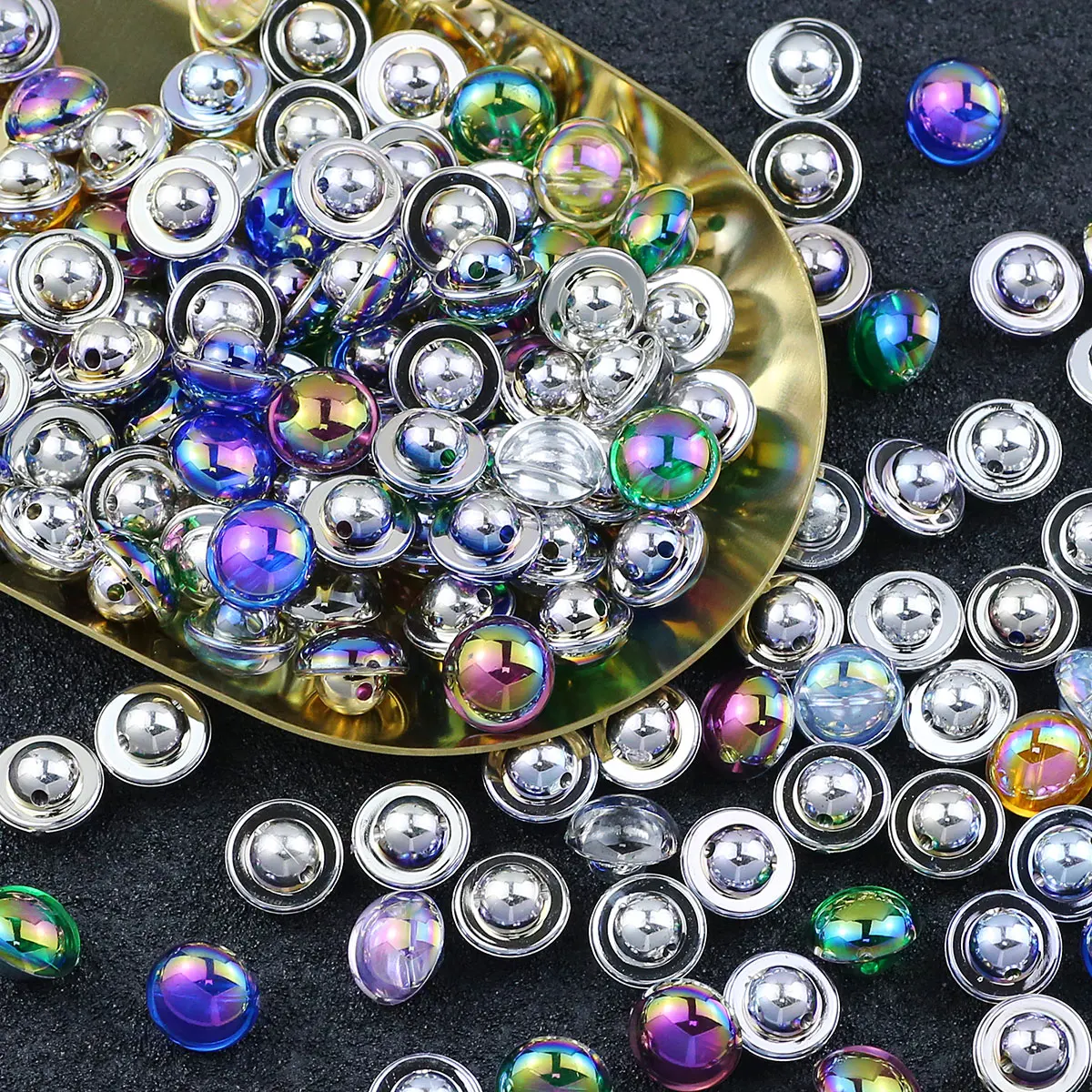 Button Colorful Bead Acrylic Round Spacer Loose Beads For Jewelry DIY Pendants Earrings Decoration Accessories 12mm 20pcs 