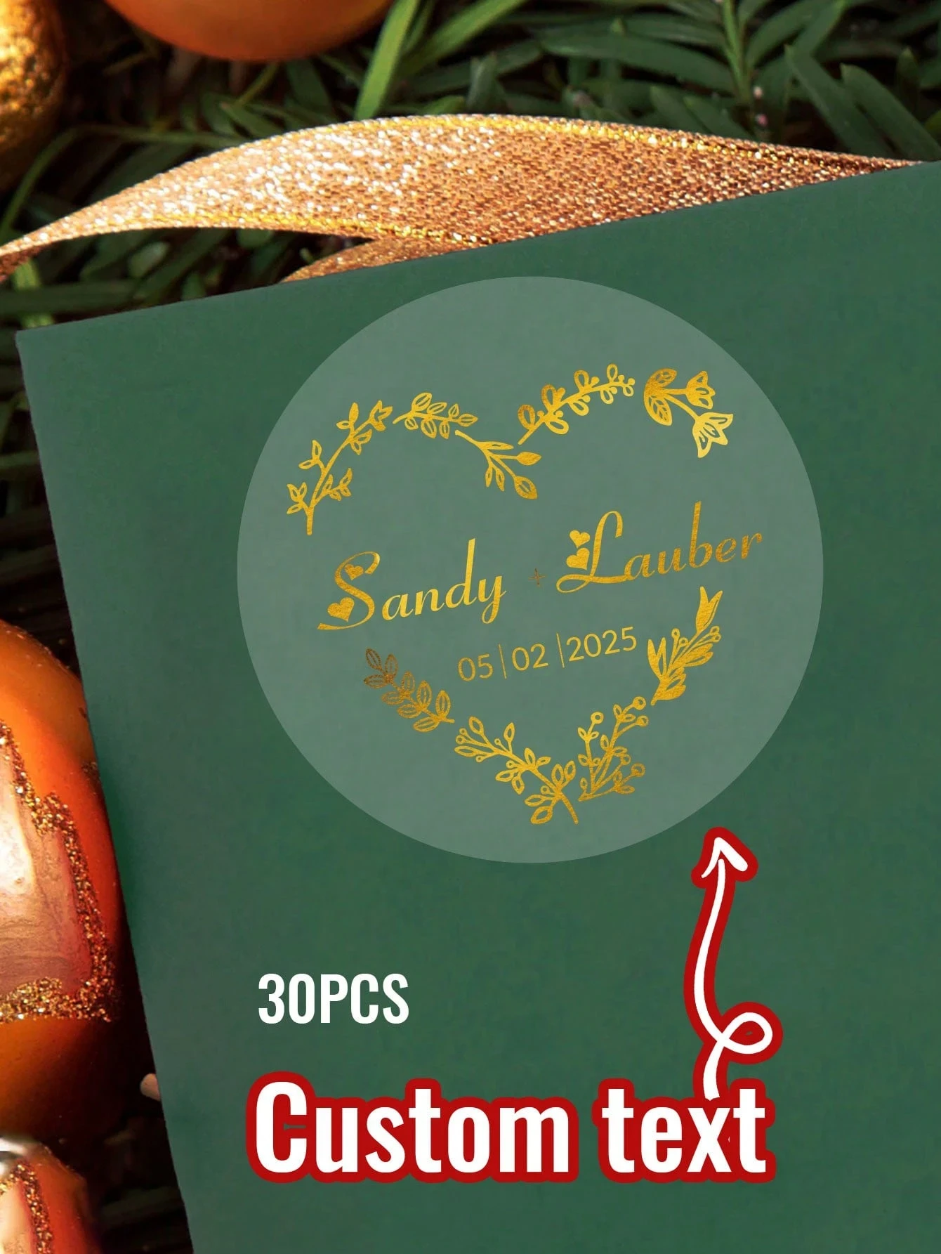 30/60/120/240Pcs Custom Text Round Transparent Hot Stamping Stickers, 4-7CM Personalized Wedding Labels, Birthday Stickers