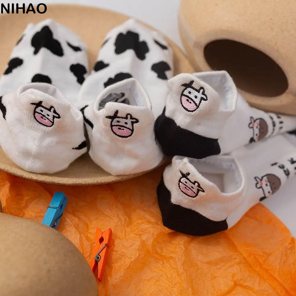 

Kawaii носки-лодочки с вышивкой для девочек и животных, женские хлопковые носки, носки до щиколотки, носки на коротком каблуке, носки с вышивкой в виде панды