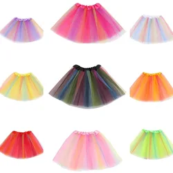 Girls Cheerleading Rainbow Tutu Skirt Child Dance Party Ballet Tulle Tutu Skirt 3 Layers Princess Birthday Party Gift 2-8 Years