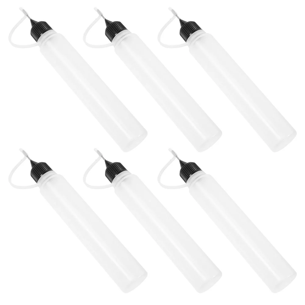 6 Pcs Paper Dispensing Bottle Condiment Squeeze Bottles with Needle Tip Glue Oiler Caps