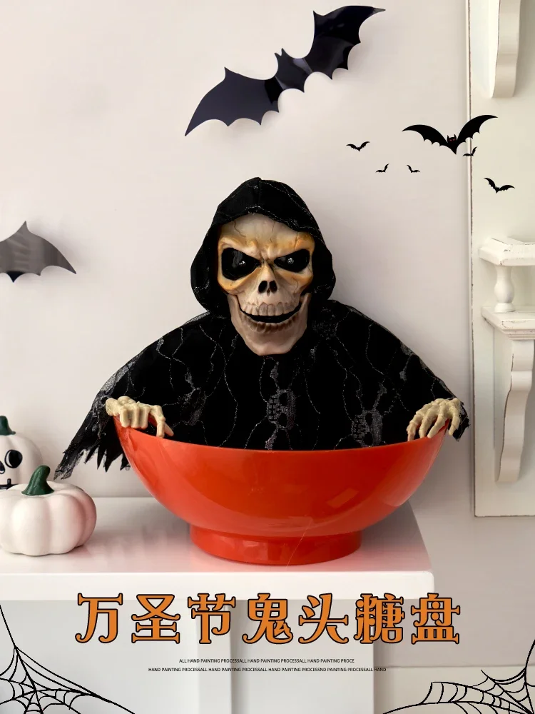 Halloween night decorations, toy bars, KTV shopping malls, store scenes, horror skull props, small ornaments