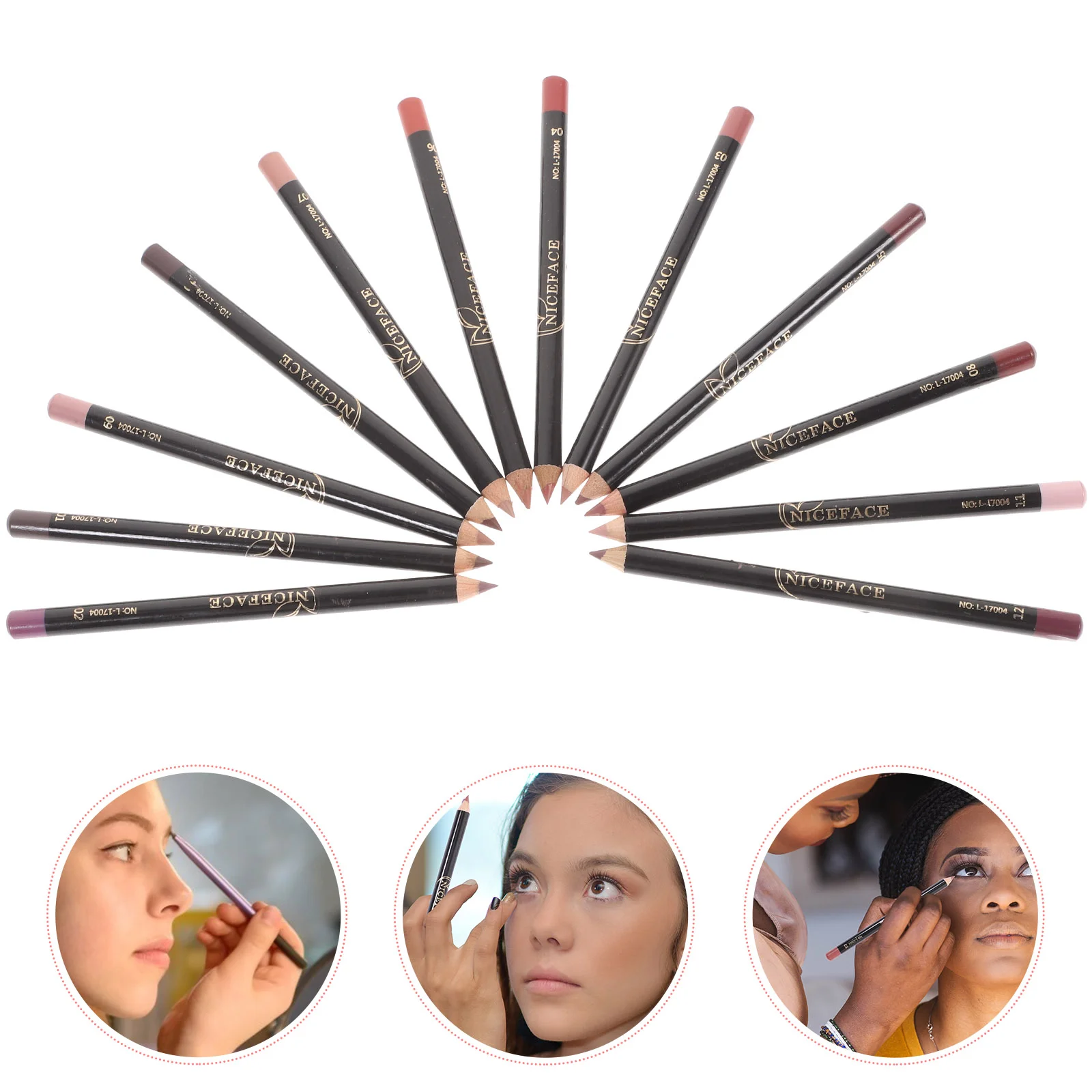 Makeup Lip Liner Colored Eyeliners Pencil Waterproof Pencils Accessories Wooden Brown